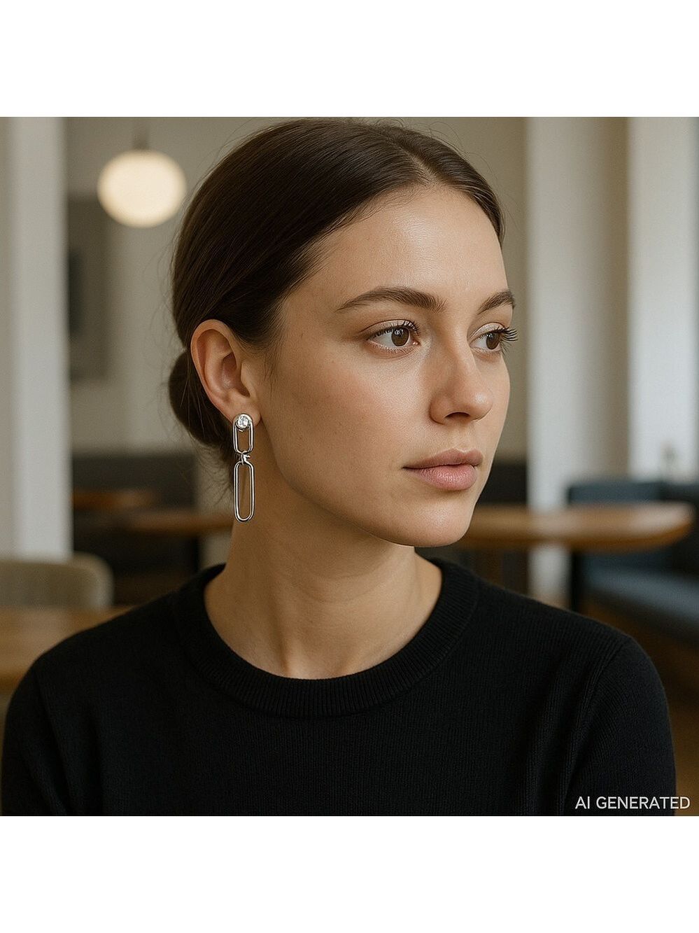 Silver Crystal Paperclip Link Drop Earrings (3/$25)
